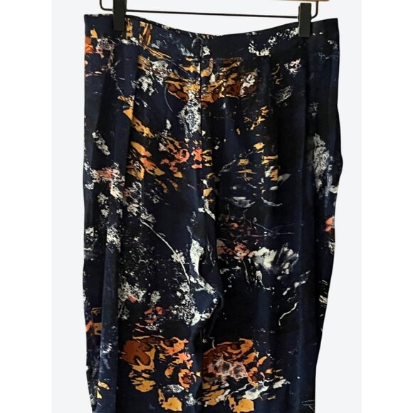 Bianca Spender Lightweight Silk Blend Navy Orange White Abstract Pants 28" x 27" - Picture 4 of 6
